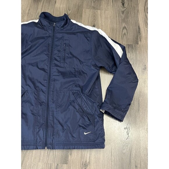 Vintage Nike Jacket Fleece Lined 90s Mens Large Blue White Swoosh - Picture 2 of 10